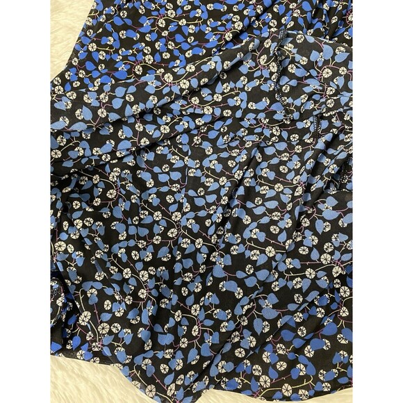 Cabi The Ten Dress Women Size S Blue Floral Long Sleeve Double Layer Semi Sheer - Picture 4 of 16